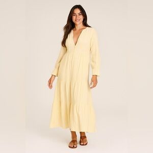 Able Jane Maxi Dress Granny Prairie 3/4 Sleeve Pockets Tiered Cottagecore Lined